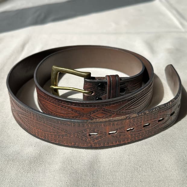 랭글러 웨스턴 브라운 레더 벨트 42