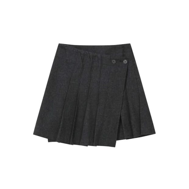 미세키서울 플리츠 미디 스커트 차콜