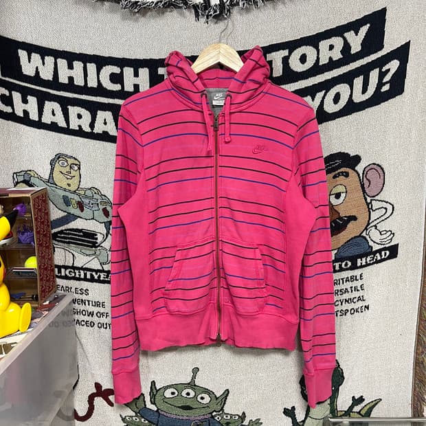 나이키 핑크 스트라이프 후드집업