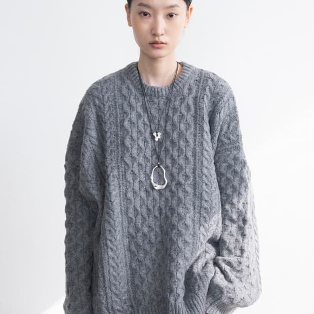 피키소사이어티 Motion Wool Oversized Knit (Gray