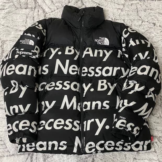 [L] 15FW 슈프림 X 노스페이스 레터링 패딩 블랙