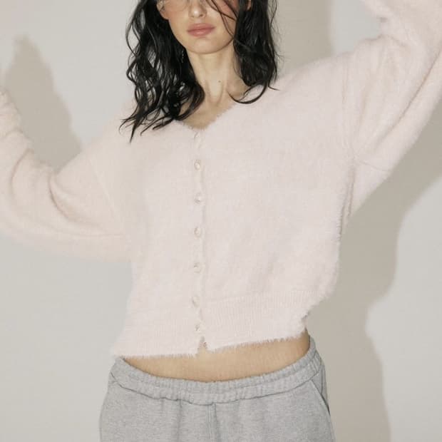 쓰리타임즈 메리 니트 가디건 핑크 