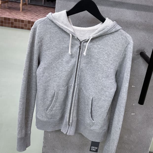 herringbone gray zip hoody