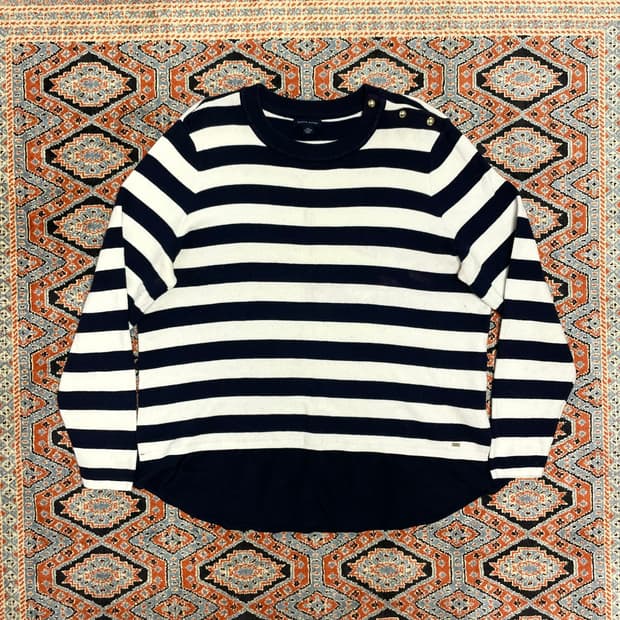 타미힐피거 네이비 단가라 니트 여성2XL