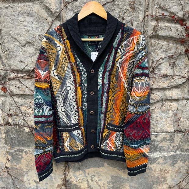 Coogi 쿠기 빈티지 케이블 핸드 니트 가디건 m