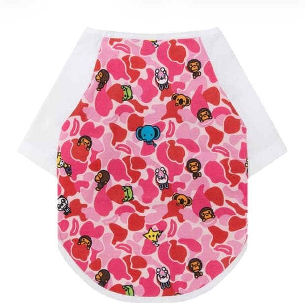 베이프 펫 티셔츠 카모 핑크