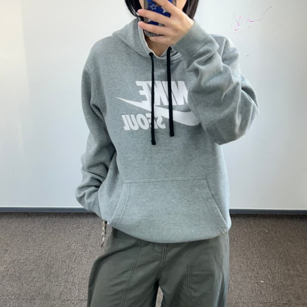 Nike 나이키 서울 화이트 로고 그레이 후드티