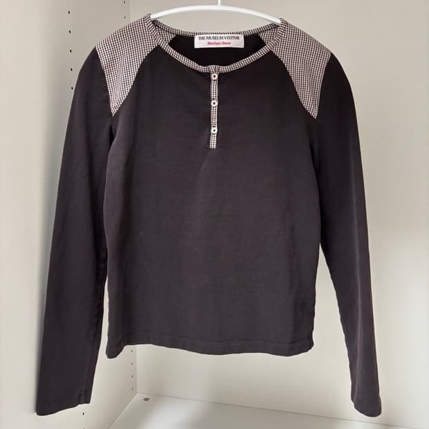 the museum visitor 더뮤지엄비지터 브라운 체크 티셔츠 S