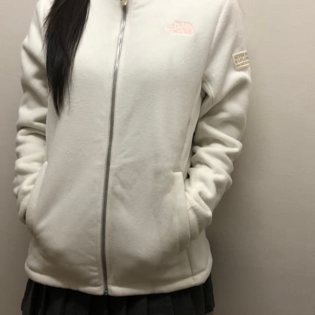 빈티지 노스페이스 화이트레벨 핑크 로고 후리스