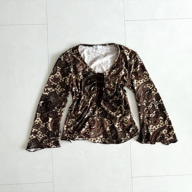 vintage paisley bell sleeve top