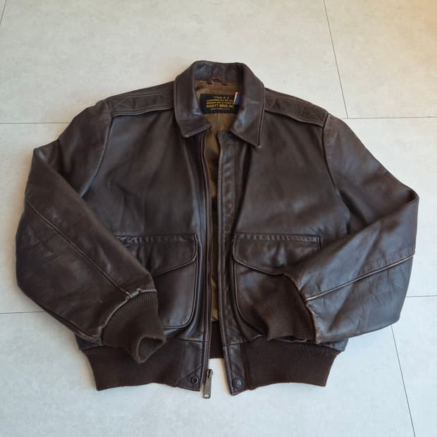 빈티지 쇼트 A-2 레더자켓 브라운 L