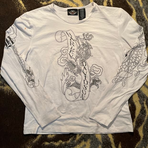Harley davidson 드래곤 그래픽 롱슬리브
