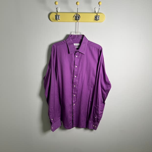 캘빈클라인 퍼플 긴팔 드레스 셔츠