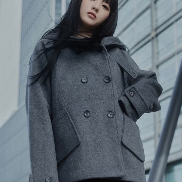미세키서울 후디 더블 버튼 코트 차콜 새상품