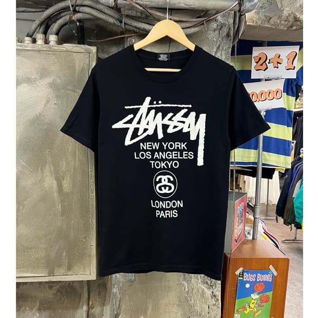 스투시 월드투어 반팔티 블랙 S #csz3812