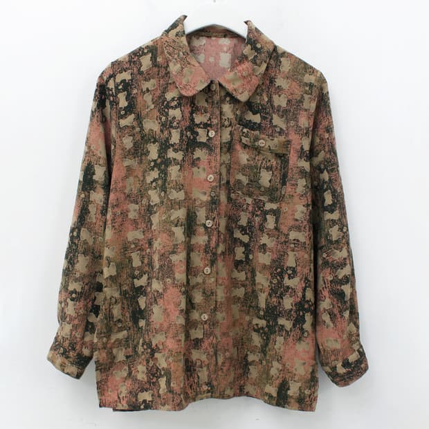 일본 빈티지 수채화 패턴 블라우스