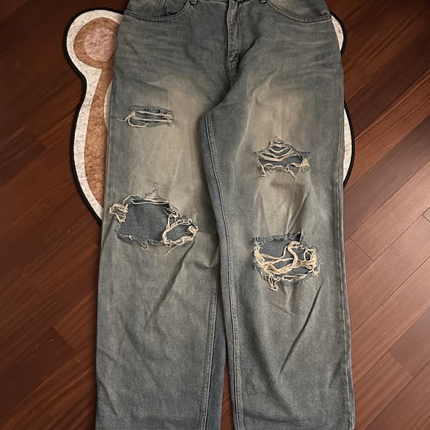 WKNDRS 데미지 워싱 와이드 데님 M