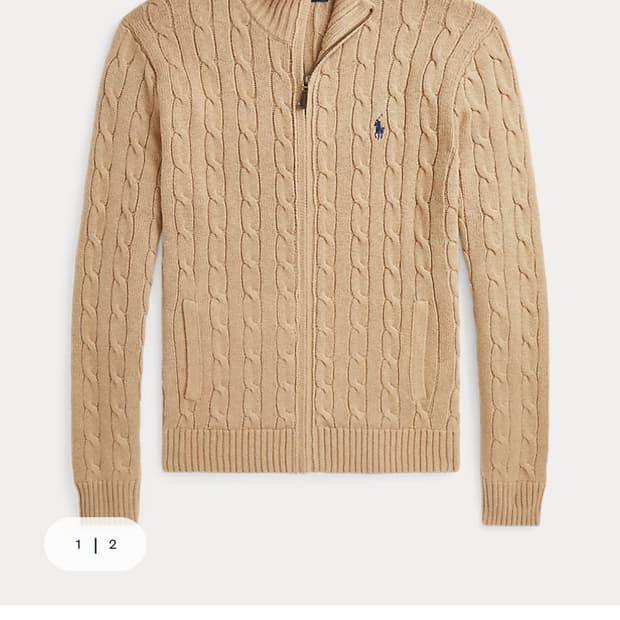 폴로 케이블 니트 풀집업 베이지 M 사이즈 팝니다