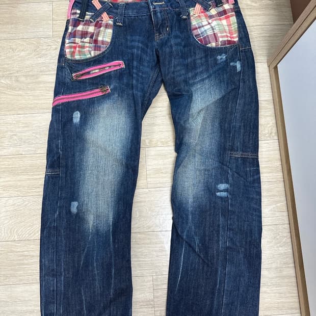 빈티지 패치 청바지