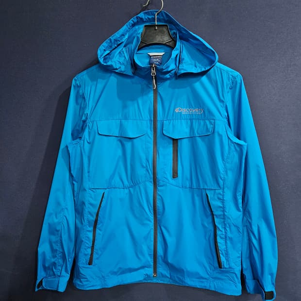 디스커버리 블루 남성 100 홑겹 바람막이 자켓 