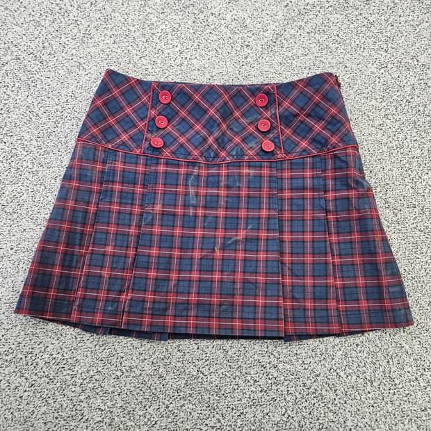 [64-88] 헤지스 여성 골프 체크 플리츠 미니 스커트  0102YH1