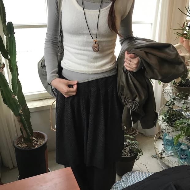 시즐(seezul) 레인 도트 스커트팬츠 블랙