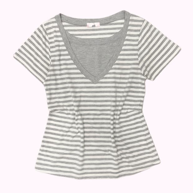layered neck stripe t-shirt