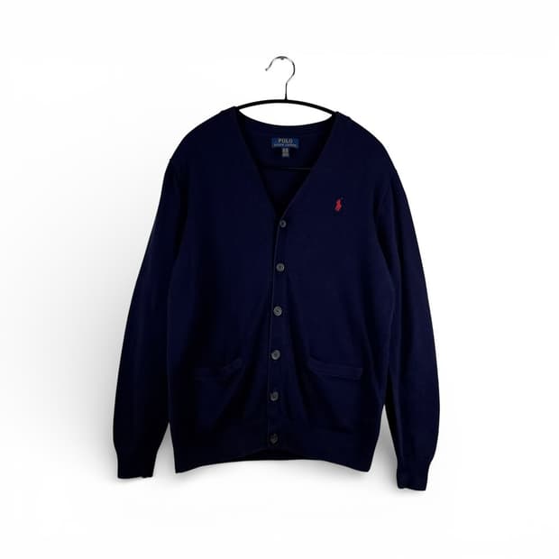 (XL) 폴로 랄프로렌 키즈/우먼스 코튼 브이넥 가디건 네이비