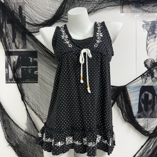 Pocket girl dot lace midi onepiece