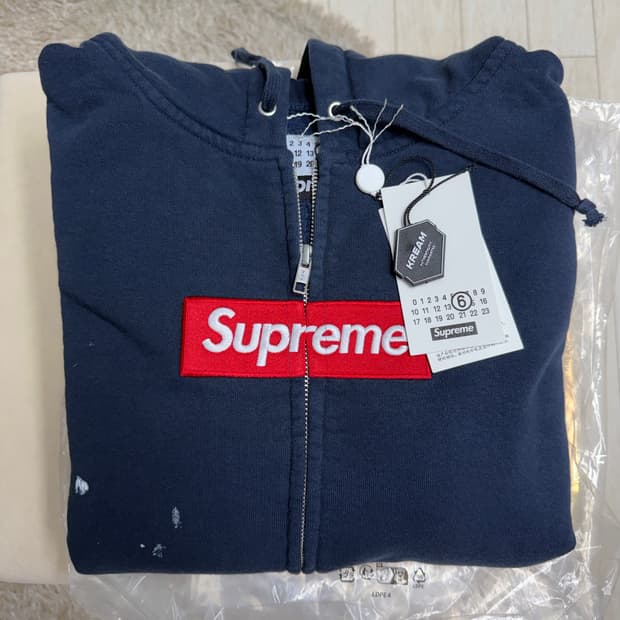 슈프림x마르지엘라 후드집업 네이비 M