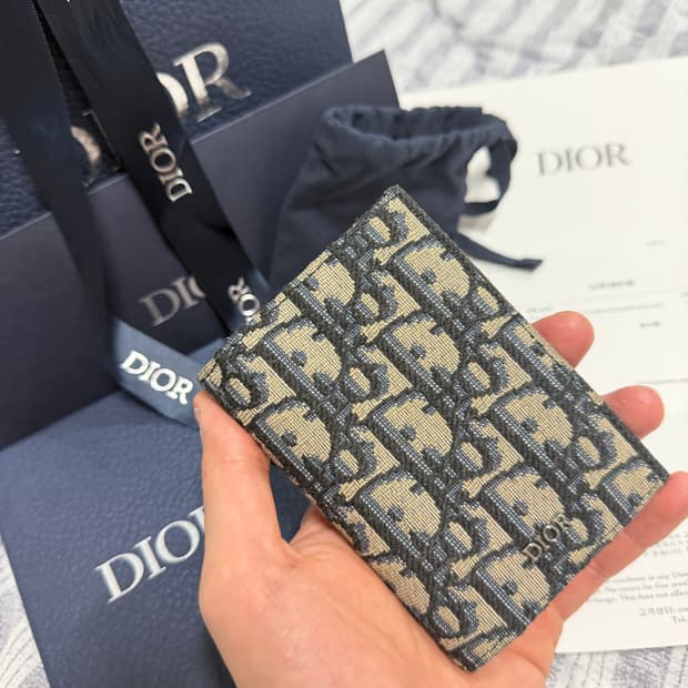 디올 오블리크 오거나이저 카드지갑 풀구성 상태 최상