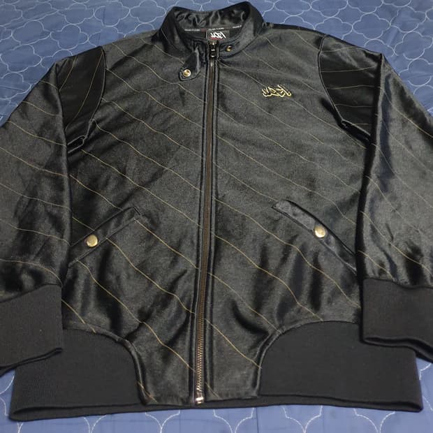 (90s) 마자 플라바 올드스쿨 금장로고 사선스트라이프 블루종 져지 블랙