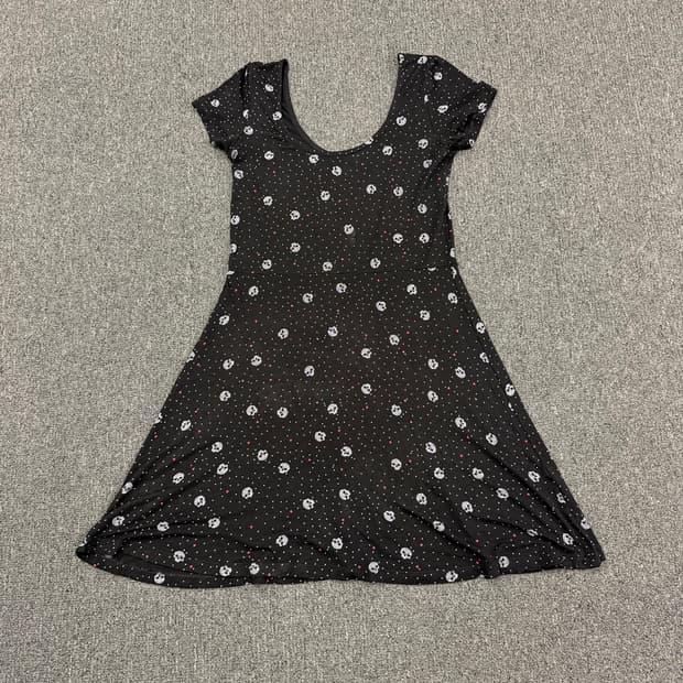OS) japanese vintage 스컬 패턴 미니 원피스