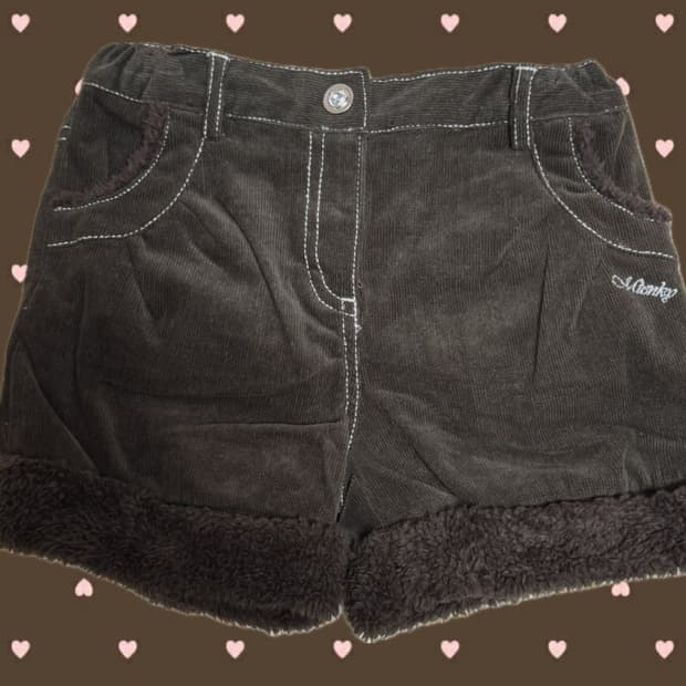 일본 빈티지 헤이세이 라떼갸루 오네갸루 브라운 퍼숏츠 반바지