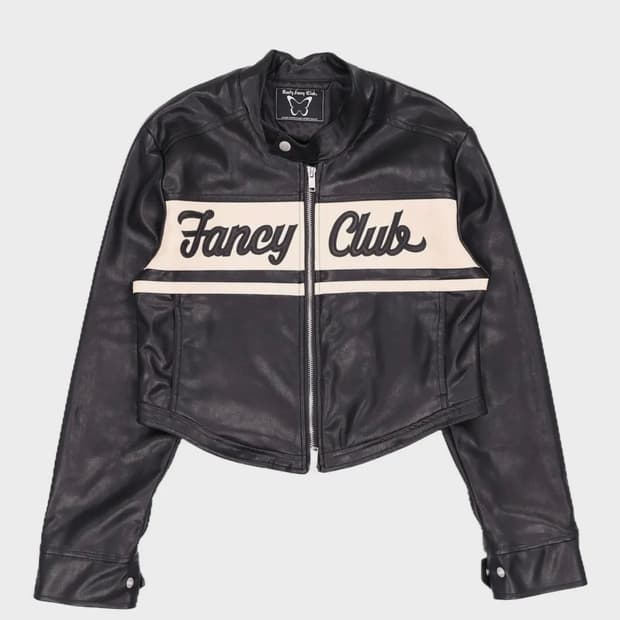 네스티팬시클럽 투웨이 가죽자켓 블랙