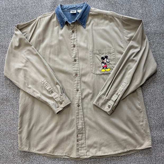 디즈니 90s 미키 마우스 자수 셔츠