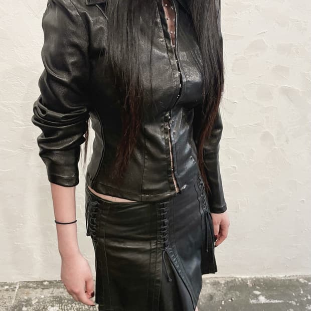 94ss 지아니 베르사체 아카이브 코르셋 램스킨 자켓