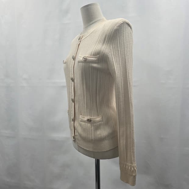 0753 TIME 타임 아이보리 골지 니트 가디건 / 한섬 정품