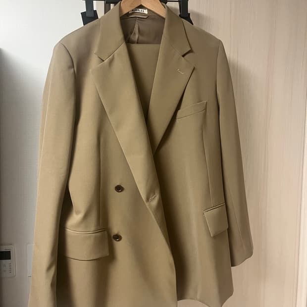 오라리 라이트 울 맥스 개버딘 더블 셋업 5사이즈 라이트 브라운