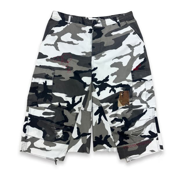 Distressed Sashiko Snow camo Bermuda _ 2
