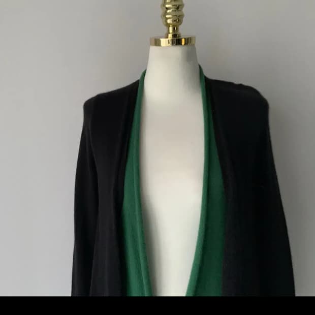 헬레나 더블 투컬러 캐시미어 100% 가디건 55-66