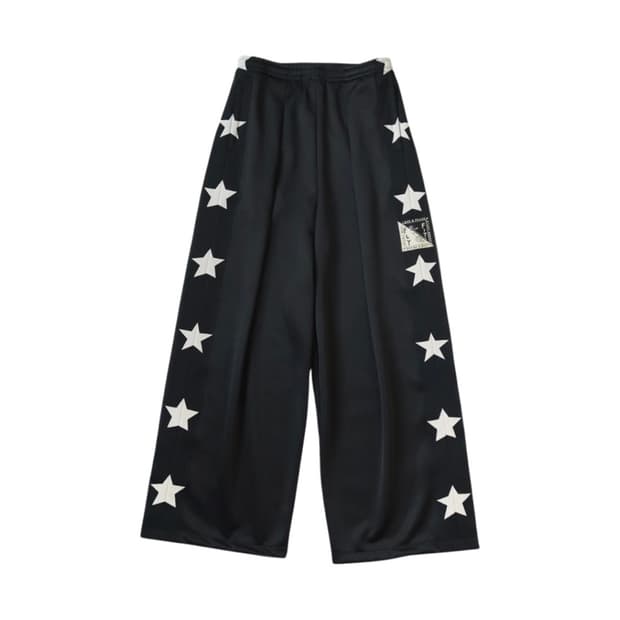3) 캐피탈 스턴트맨 & 우먼 스무스 저지 배기 트랙 별 팬츠 블랙 바지