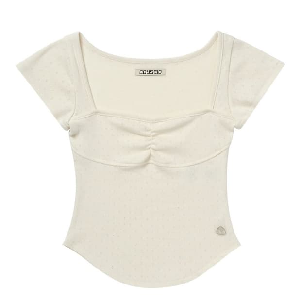 Coyseio Punching Shirring Top Cream