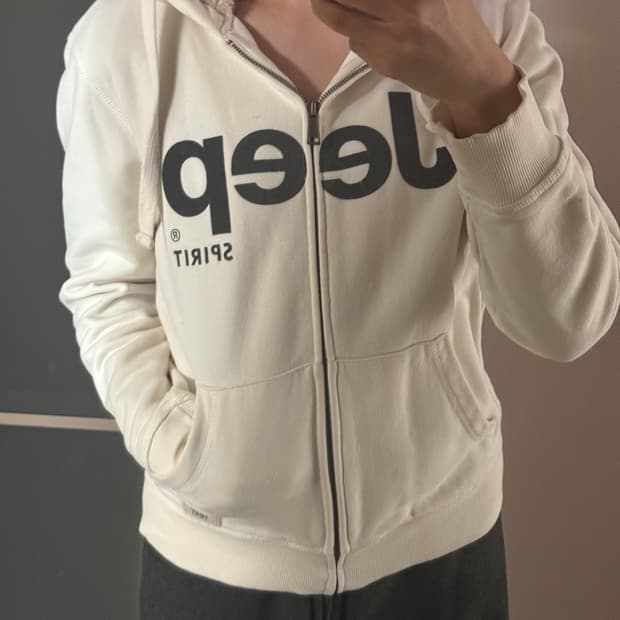 Jeep 아이보리 퍼 후드집업