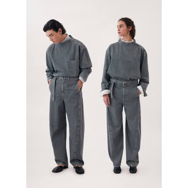 르메르 지퍼 데님 셔츠 탑 스톤그레이 / XXS