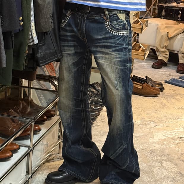 LOLITA JEANS boot cut washed denim pants