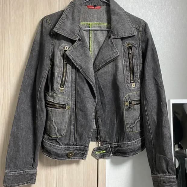 빈티지 그레이데님 자켓 흑청