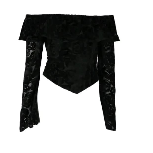 2000아카이브 벨벳 로즈 오프숄더 탑