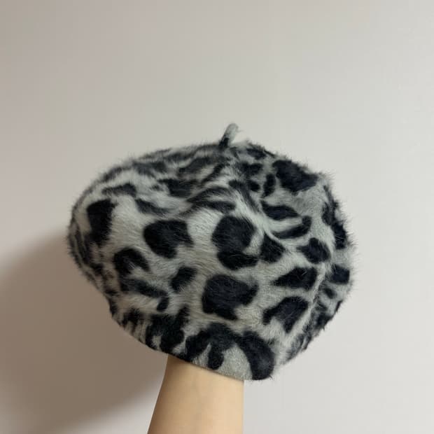 빈티지) 앙고라 레오파드 베레모