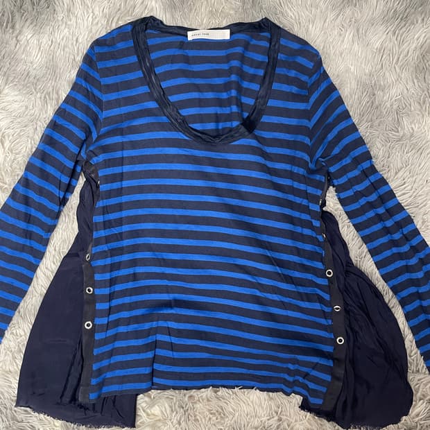 Sacai 사카이 스트라이프 롱 슬리브 탑